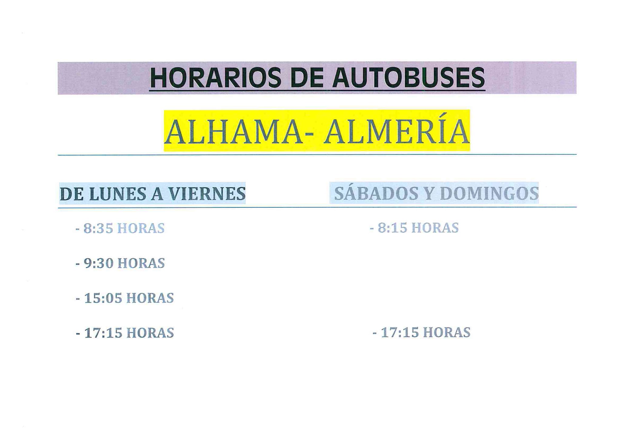 Nuevo Horario de Autobuses.